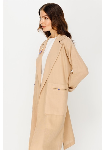 Esswaap Keten Kumaş Ceket Pantolon Takım Camel-camel Camel