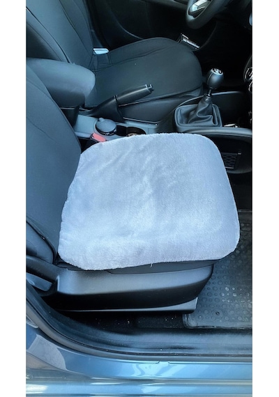 Yumuşak Tüylü Peluş Serme Oto Koltuk Koruyucu Minder Ön Tekli Gri Gri