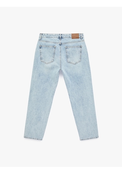Koton Normal Bel Pamuklu Vintage Straight Fit Jean Pantolon Orta İndigo 6sam40024nd