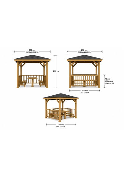 Şen Mobilya Ahşap Kamelya Gölgelik Pergola Ahşap Çardak Maun