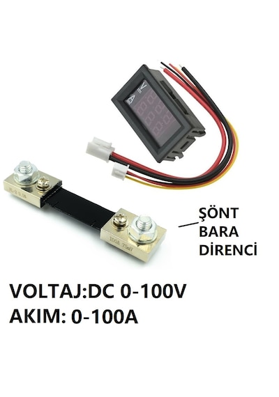Yate10 Dc 0-100v 0-100a Voltampermetre+şönt Bara Direnci