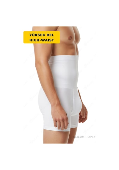 Elilom Korse Boxer Yüksek Bel Korseli Erkek İç Giyim Beyaz