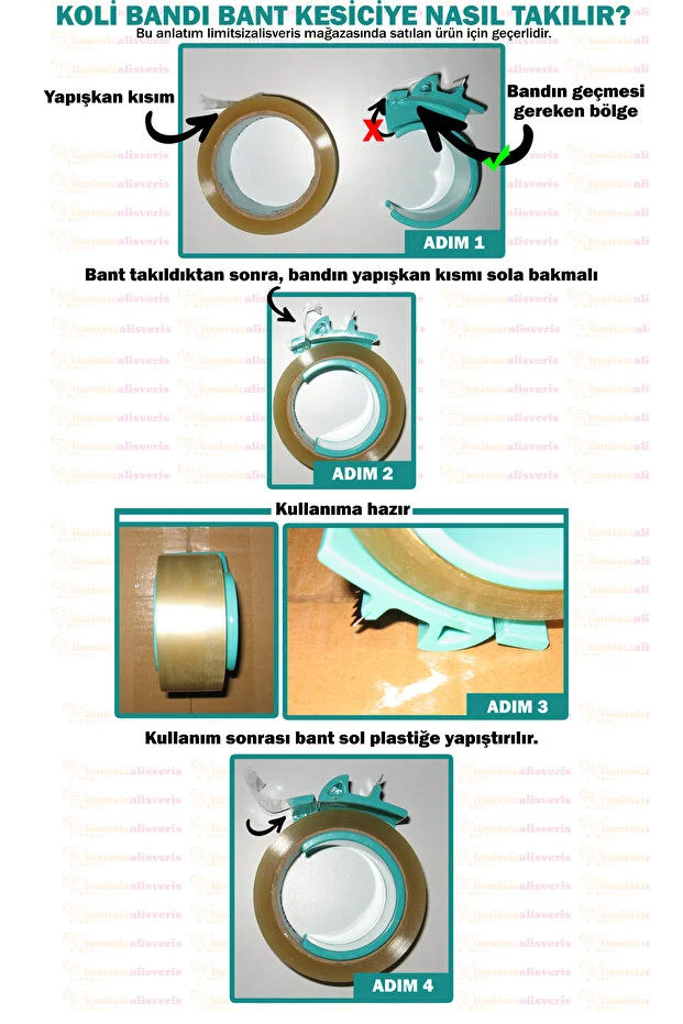 Koli Bantı Kesme Aparatı Ve 100 M X 4,5 Cm Koli Bantı - 1 Adet Bant Kesici Ve 1 Adet Koli Bantı Set Halinde