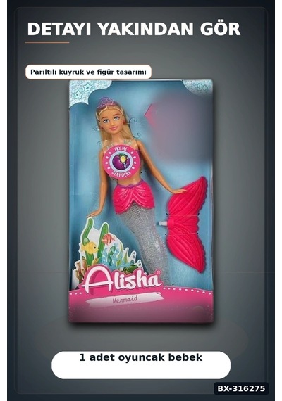 Alisha Deniz Kızı Oyuncak Bebek 29 Cm Renkli Figür Tekli Set Bx-316275