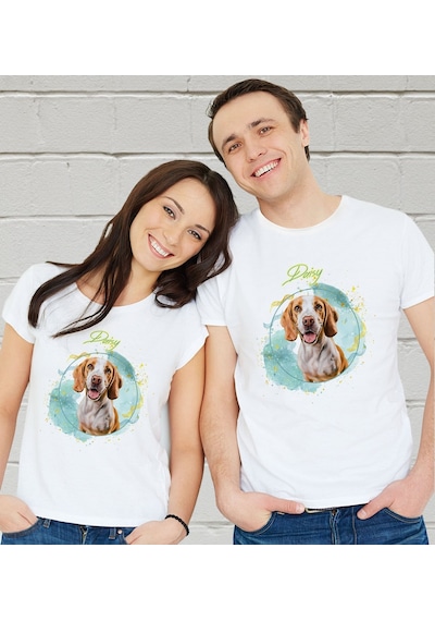Bk Gift Kişiye Özel Evcil Hayvan Tasarımlı Beyaz Tişört-1, Sevgiliye Hediye, Arkadaşa Hediye, Trend T-shirt Kobitmeyencom33930 Bk Gift