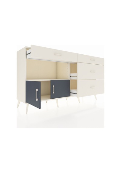 Hyperion Konsol Tek Raflı 4 Çekmeceli 2 Kapaklı 176x44x99 Aytaşı- Aytaşı-antrasit/aytaşı