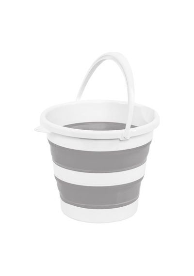 Pratik Katlanabilir Akordiyon Plastik Kova 12,8 Lt Beyaz - Gri