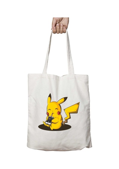 Art Hediye Pikachu Smartphone Pokemon İki Tarafı Kalıcı Baskılı Yıkanabilir Çanta Çok Renkli