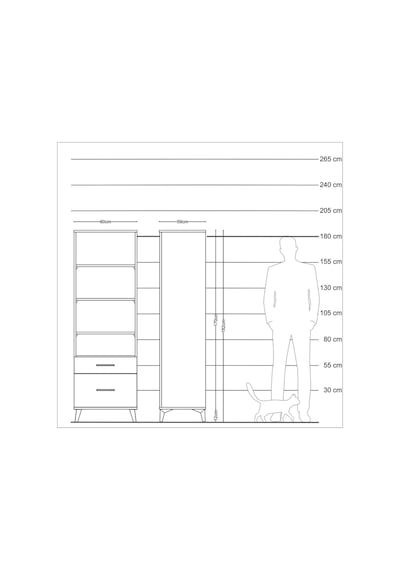 Kronos Dolap 4 Raflı 2 Çekmeceli 60x59x182 Çam-çam Çam