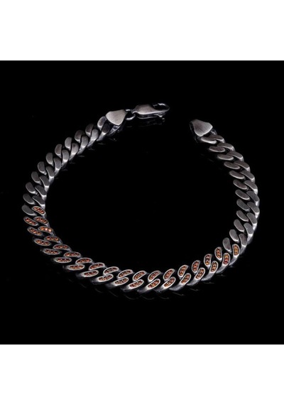 Vog Okside Mercan Zirconia Taşlı Gurmet Model 925 Ayar Gümüş Sevgiliye Eşe Babaya Bileklik