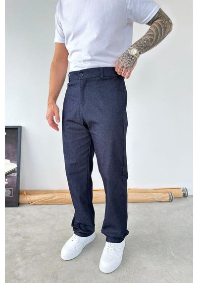 Lacivert Premium Dokulu Baggy Kumaş Pantolon Lacivert Premium Dokulu Baggy Kumaş Pantolon