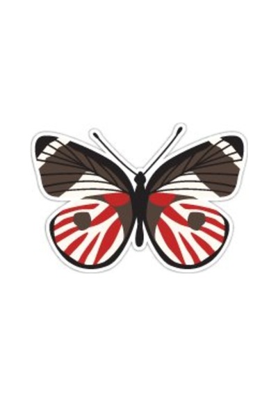 Bay Etiket Btf2 Kirmizi Kahverengi Kelebek Sticker