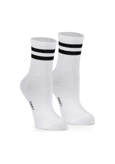 Ozzy Socks 3 Çift Çizgili Kolej Çorabı Sarı Gri Beyaz Pamuklu Tenis Çorabı Seti Karışık