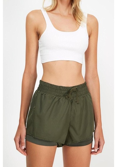 Ersefa Moda Örme Normal Bel Boru Paça Sportswear Haki Paraşüt Kumaş 2 Ka