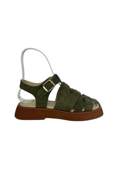 Kemal Tanca 862 M-609 Kadın Hakiki Deri Sandalet Yeşil