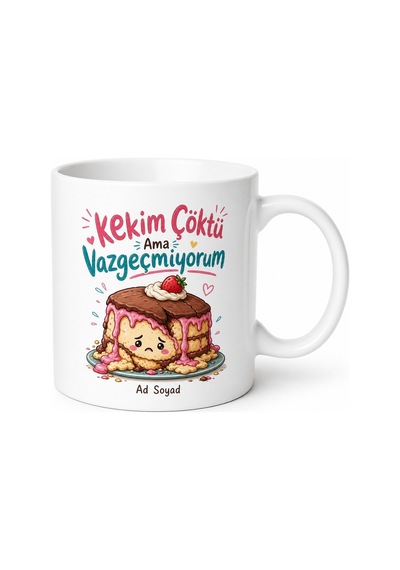 Pasta Yapan Yeni Başlayanlara Kek Çökmesi Krema Erimesi Esprili Kupa Hediye Beyaz / Çok Renkli