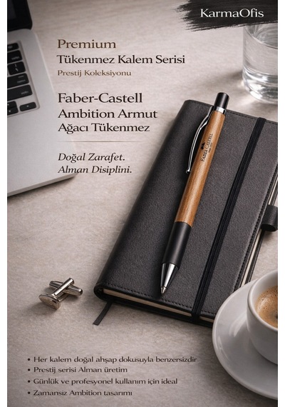 Faber-castell Ambition Armut Ağacı Tükenmez Kalem Alman Üretim, Doğal Ahşap Gövde, Prestij Serisi Diğer
