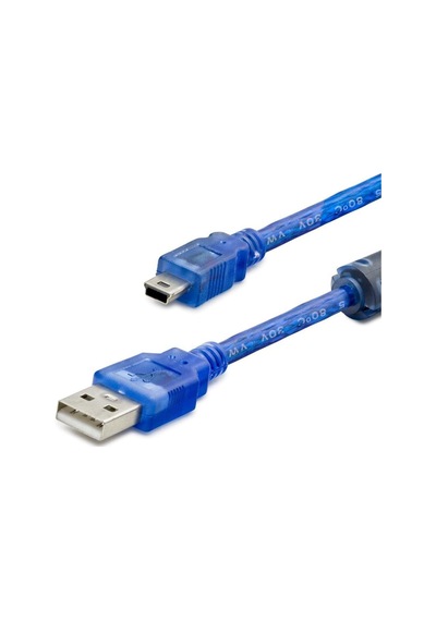 Usb Mini V3/5pin To Usb Kablo 1.5 M - Şeffaf Mavi Hdx5065 Diğer