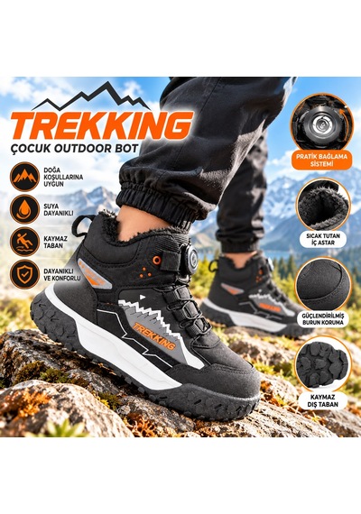 Tutınom Çocuk Mekanizma Bağcıklı Sportif Tasarım İçi Tüylü Outdoor Trekking Bot Siyah - Turuncu Tutınom Çocuk Mekanizma Bağcıklı Sportif Tasarım İçi Tüylü Outdoor Trekking Bot Siyah - Turuncu