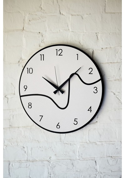 Dekoratif Yeni Modern Caph Beyaz - Siyah Ahşap Duvar Saati 48cm Siyah - Beyaz