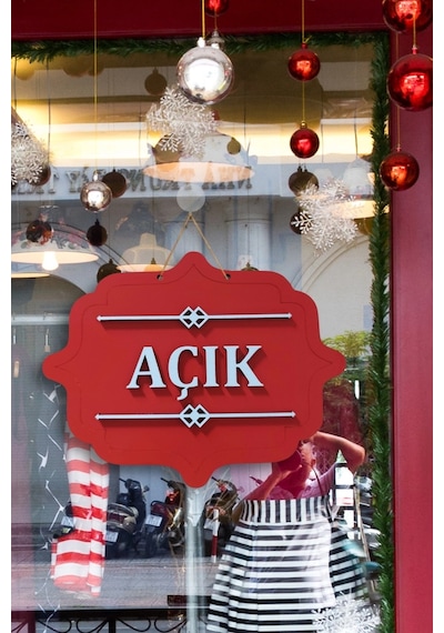Ahşap Dekoratif Kesim Açık-kapalı Yazısı -kırmızı