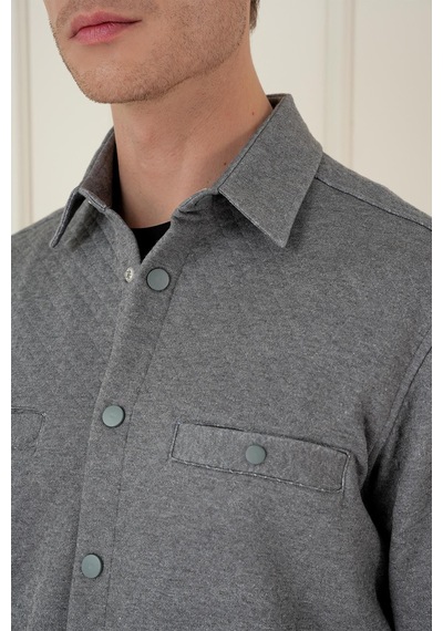 Efor G 1581 Slim Fit Gri Klasik Gömlek Gri