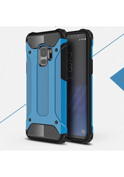 Kilifone - Samsung Uyumlu Galaxy S9 - Kılıf Çift Katman Zırh Tank Crash Military Kapak - Mavi
