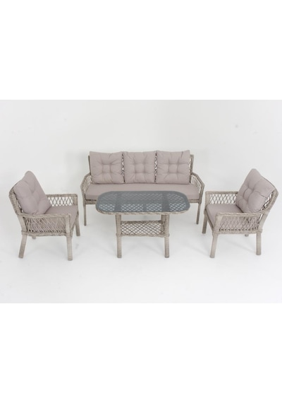 Fusion Üçlü Rattan Bahçe Oturma Grubu Rehome Gri