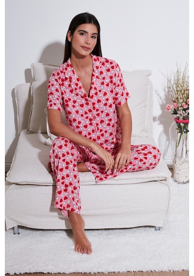 Lela Rahat Kesim Bol Paça Mono Yaka Kısa Kollu Bayan Pijama Takımı 6110290 Toz Pembe Lela Rahat Kesim Bol Paça Mono Yaka Kısa Kollu Bayan Pijama Takımı 6110290 Toz Pembe