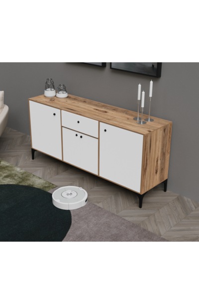 Nara Konsol Çok Amaçlı Dolap Ceviz&beyaz Afm130 Ceviz - Beyaz
