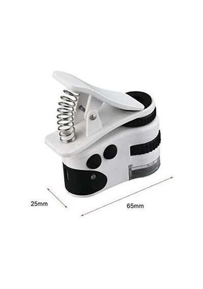 Ers 60x Mini Cep Telefonu Için Mandallı Mikroskop Uv Ledli Büyüteç Model Al2431