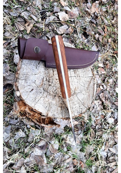 Kamp Bıçağı Outdoor Bıçak El Yapımı Kılıflı Bıçak Gümüş - Siyah