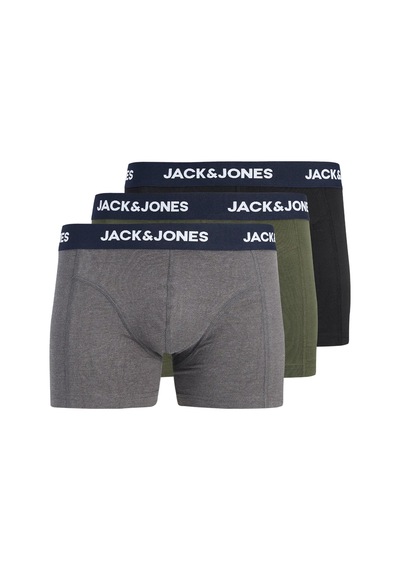 Jack & Jones Erkek Jaclamp 3'lü Boxer 12300931 Haki Siyah Gri