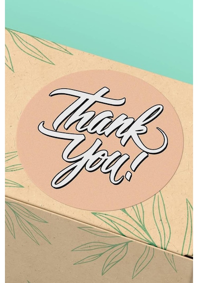 Bej Thank You Kargo Sticker 3x3cm St2162 Çok Renkli