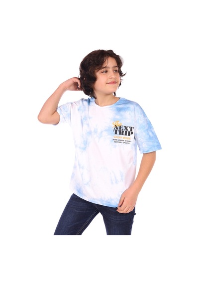 Toontoy Kids Toontoy Erkek Çocuk Baskılı Bisiklet Yaka Kısa Kollu Tişört - Tk12961 Mavi