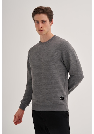 Cazador 50460 Erkek Bisiklet Yaka Sweatshirt Antrasit Melanj