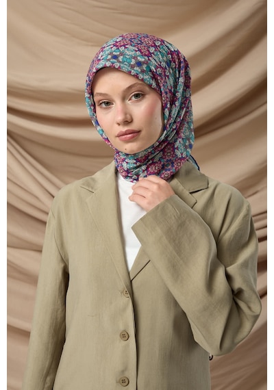 Silk Home Soft Eşarp 73093-10 Fuşya, Bebe Mavi, Lacivert, Gümüş