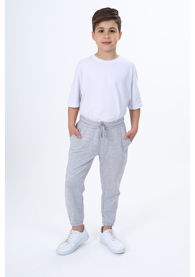 Toontoy Kids Toontoy Erkek Çocuk Pamuklu Beli Bağlamalı Jogger Eşofman Alt 23316 Gri Melanj