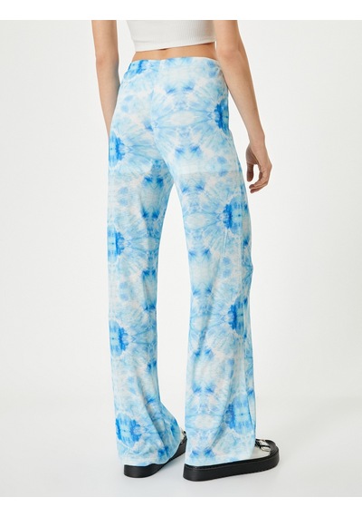 Koton Bol Paça Pantolon Batik Desenli Normal Bel Mavi Desenli 4sak40011ek Mavi