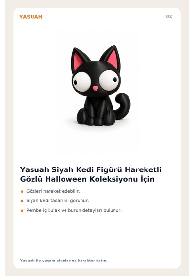 Yasuah Siyah Kedi Figürü Hareketli Gözlü Halloween Koleksiyonu İçin