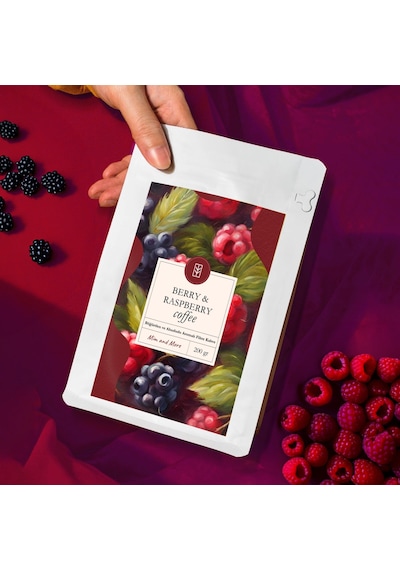 Mim And More Berry & Raspberry Coffee Böğürtlen ve Ahududu Aromalı Kahve Çekirdek Kahve 200 G