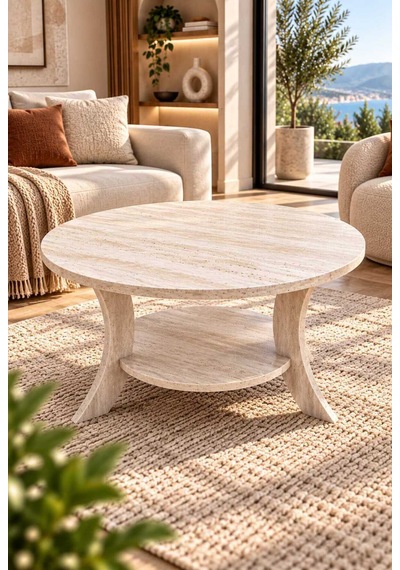 Orta Sehpa Traverten Desen Yuvarlak 75 Cm Çap - Mdf Ayak 46 Cm Yükseklik Modern Orta Sehpa Traverten Orta Sehpa Traverten Desen Yuvarlak 75 Cm Çap - Mdf Ayak 46 Cm Yükseklik Modern Orta Sehpa Traverten