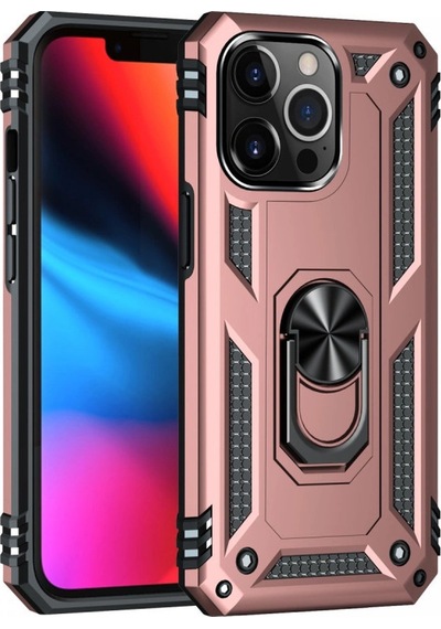Apple Uyumlu iPhone 14 Pro Kılıf Sofya Yüzüklü Silikon Kapak Gül