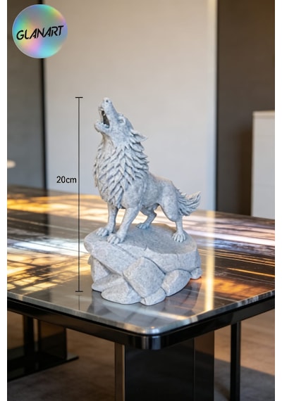Hediyelik 3 Boyutlu Uluyan Kurt Figürü 3d Filament 1 Adet Gri