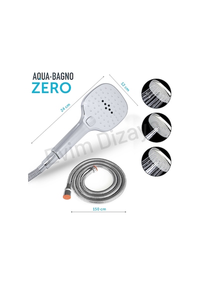 Aqua Bagno Zero El Duşu - Duş Spirali Hortumu Set 2 Parça Krom