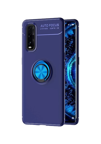 Oppo Find X2 Uyumlu Kılıf Range Yüzüklü Silikon - Mavi