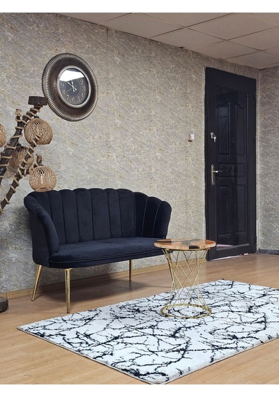 Zafir İkili Papatya Çay Seti Koltuk Gold Sivriltme Ayak, Balkon, Salon, Ofis, Koltuk Takımı, İkili Berjer Siyah