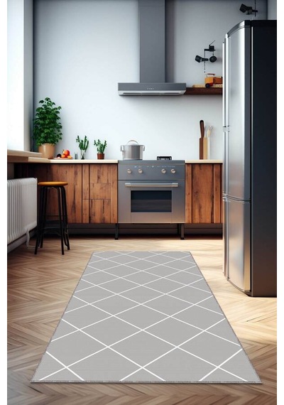Gri Kaymaz Tabanlı Modern Mutfak Halısı Ar1471n11