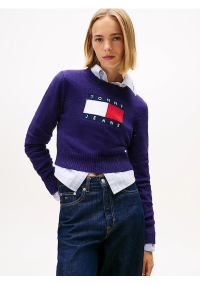 Tommy Hilfiger Tjw Işıltılı Bayrak Desenli Kadın Mor Kazak Dw0dw21690vly Mor