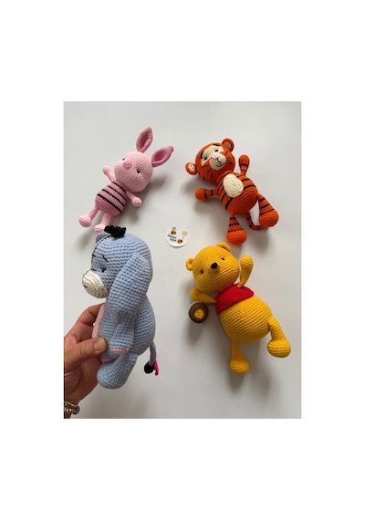 Adenya Sepeti Amigurumi Örgü Büyük Pooh Serisi 4'lü Set Çok Renkli
